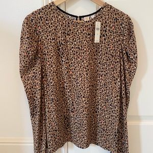 Anthropologie Dolan Puff Sleeve Dotted Top